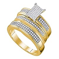 Dazzlingrock Collection 0.42 Carat 3/8 Ct-dia Micro-pave Trio Set, Sterling Silver