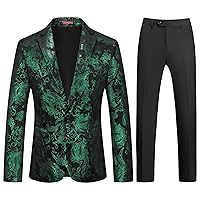 Mens Slim Fit Suits 2 Piece Tuxedo Suit for Men Shiny Prom Dinner Party Blazers Jacket and Pants