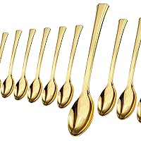 Mini Spoons For Desserts - Bulk Pack Of 100 Mini Gold Dessert Spoons – Disposable 4.5 Inch Plastic Appetizer Spoons - Real Flatware Look - Miniature Gold Spoons Disposable - Bpa Free - Food SafeSafe