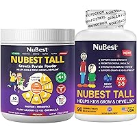 NuBest Bundle Height Growth & Wellness with Protein Powders for Kids & Teens with Vanilla Plant-Based Flavor 10 Serving Tall Kids 90 Chewable Vitamins - Complete Bone Strength & Height Growth Boost