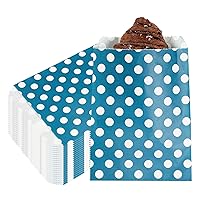 7 x 5 Inch Cookie Bags 100 Biodegradable Paper Treat Bags - Use As Party Favors Or Candy Bags Food Safe Navy Blue With Polka Dots Paper Food Bags For Baked Goods For Buffets Or Parties