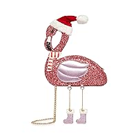 Betsey Johnson Santa Flamingo Crossbody, Pink