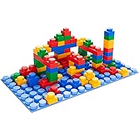 UNiPLAY Platform Soft Building Blocks — Educational Sensory Stacking Blocks, Learning Toy with Four 11 x 11 Inch Base Plates for Ages 3 Months and Up (124-Piece Set)