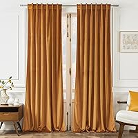 Timeper Orange Yellow Velvet Curtains for Home - Holiday Bright Retro Decor Super Soft Velvet Curtains Drapes Back Tab Design Blackout Thermal Insulated Window Treatment, W52 x L84, 2 Panels