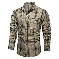 Western Shirts for Men Long Sleeve Snaps Button Work Shirts Plaid Camo Camping Fishing Cowboy Outdoor Tops Shirts with Pocket