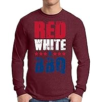 Awkward Styles Men's Red White and BBQ Long Sleeve T Shirt Tee USA Flag 4th of July Party