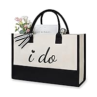 TOPDesign Canvas Tote bag for Bride on Bridal Shower, Bachelorette Party, Engagement, Wedding, Impressing Proposal Gifts for Her-I Do