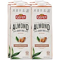 Gefen Unsweetened Almond Milk 33.8oz (4 Pack), Just 3 Ingredients, No Binders or Preservatives, Gluten Free, Vegan, Dairy Free, Soy Free, Non GMO, Kosher for Passover