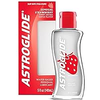 Water Based Flavored Lube (5oz), Edible Strawberry Personal Lubricant, Sex Lube for Long-Lasting Pleasure for Men, Women and Couples, Safe for Toys, Travel-Friendly Size