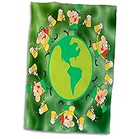 3D Rose Leprechauns Celebrating St. Patrick's Day with Beer TWL_61155_1 Towel, 15