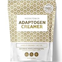 Moontower Superfood Keto Creamer - MCT Oil, Lions Mane, Reishi, Ashwagandha, for Mushroom Coffee, Matcha, Chai, & Smoothies | Gut Health, Functional Powder, Vegan, Dairy Free, Vanilla, 7oz, 1 bag