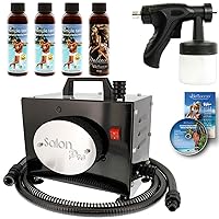 Salon Pro T200-12, 2 Stage Turbine Sunless HVLP Spray Tanning System; Simple Tan 4 Solution Variety Pack & Video Link