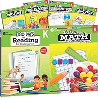 180 Days of Kindergarten Practice, Kindergarten Workbook Set for Kids Ages 4-6, Includes 6 Assorted Workbooks to Practice Math, Reading, Grammar, ... and Sight Word Skills (180 Days of Practice)