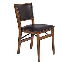 STAKMORE Retro Upholstered Back Folding Chair Fruitwood Finish, Set of 2
