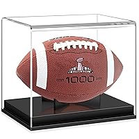 Football Display Case Autographed Football Holder Clear Acrylic Display Case with Built-in Removable Football Display Stand (No Assembly Required)
