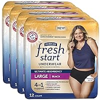 FitRight Fresh Start Incontinence and Postpartum Underwear for Women, Large, Black (48 Count) Ultimate Absorbency, Disposable Underwear with The Odor-Control Power of ARM & HAMMER