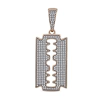 10k Gold 7/8Ct TDW Diamond Razor Blade Hip Hop Bling Necklace for Men (H-I, I2)