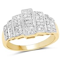 14K Yellow Gold Plated 0.26 Carat Genuine White Diamond .925 Sterling Silver Ring