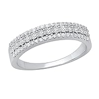 Dazzlingrock Collection 0.32 Carat (ctw) Round Diamond Classic Row Half Eternity Style Elegant Stackable Wedding Band For Women 1/3 CT | 925 Sterling Silver