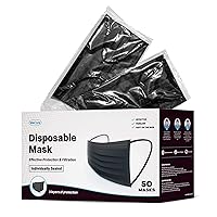 Disposable Face Mask Individually Wrapped - 50 Pack, Colored Face Masks