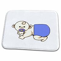 3dRose baby cartoon looking crawling blue - Dish Drying Mats (ddm-175713-1)