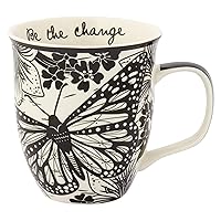 Karma Gifts 16 oz Black and White Boho Mug Butterfly - Cute Coffee and Tea Mug - Ceramic Coffee Mugs for Women and Men