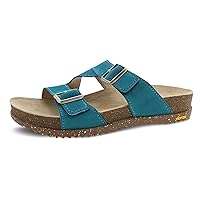 Dansko Dayna Double Buckle, Slip-On Suede Sandal for Women - Cushioned, Contoured Cork midsole for Comfort and Shock Absorption - Vibram ECOSTEP EVO Rubber Outsole For Long-Lasting Wear