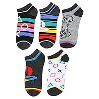 Bioworld PlayStation Socks Video Game Console 5 Pack Adult No Show Ankle Socks One Size