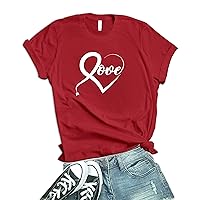 Red Valentines Day T Shirt for Women [40021024-BA] | White Love, L