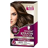 Schwarzkopf Keratin Color Permanent Hair Color, 6.0 Delicate Praline, 1 Application - Salon Inspired Permanent Hair Dye, for up to 80% Less Breakage vs Untreated Hair and up to 100% Gray Coverage