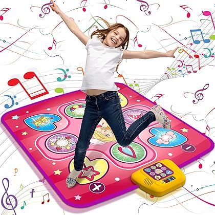 beefunni Dance Mat, Girls Toy Gift for Ages 3 4 5 6 7+, LED Dance Pad with 5 Fun Game Modes, Adjustable Volume, 3 Challenge Levels, Built-in Music, Birthday Gifts for 3 4 5 6 7+ Year Old Girls