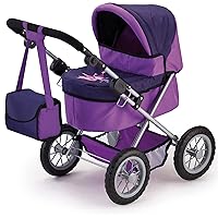 Bayer Design Dolls: Trendy Pram - Two-Tone Purple & Fairy - Accessory for Dolls Up to 18