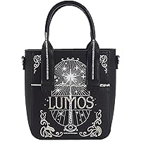 Fred Segal Harry Potter Tote Bag, Lumos Magic Wand Women's Mini Travel Bag with Adjustable Shoulder Strap, Black