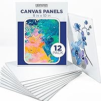 Horizon Group USA 8x10 Canvas Panel Boards Value Pack of 12, Primed, Perfect for Painting Projects, Watercolor, Oil & Acrylic Paints, Paint Canvas for Kids, Students, & Professionals,White