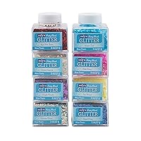 Chunky Craft Glitter Party Blend Bundle, Chunky Jumbo Confetti Glitter for Crafts, Pink, White, Silver, & Blue Glitter, 8 Pack