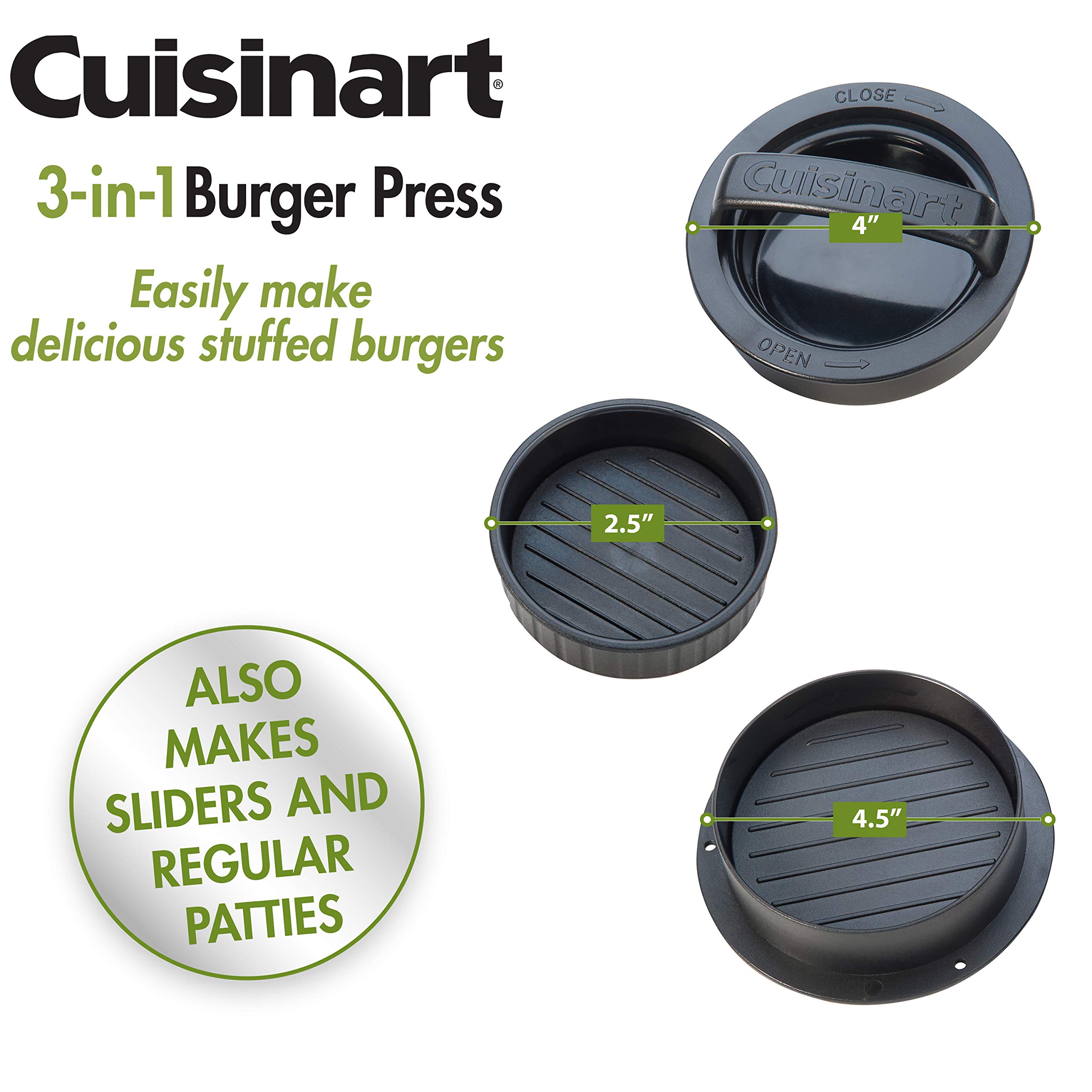 Cuisinart CSBP-100 3-in-1 Stuffed Burger Press, Black