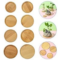 DanLingJewelry 8Pcs Bamboo Round Plant Saucer Plant Flower Pot Trays for Indoor Outdoor Garden Plants Decor