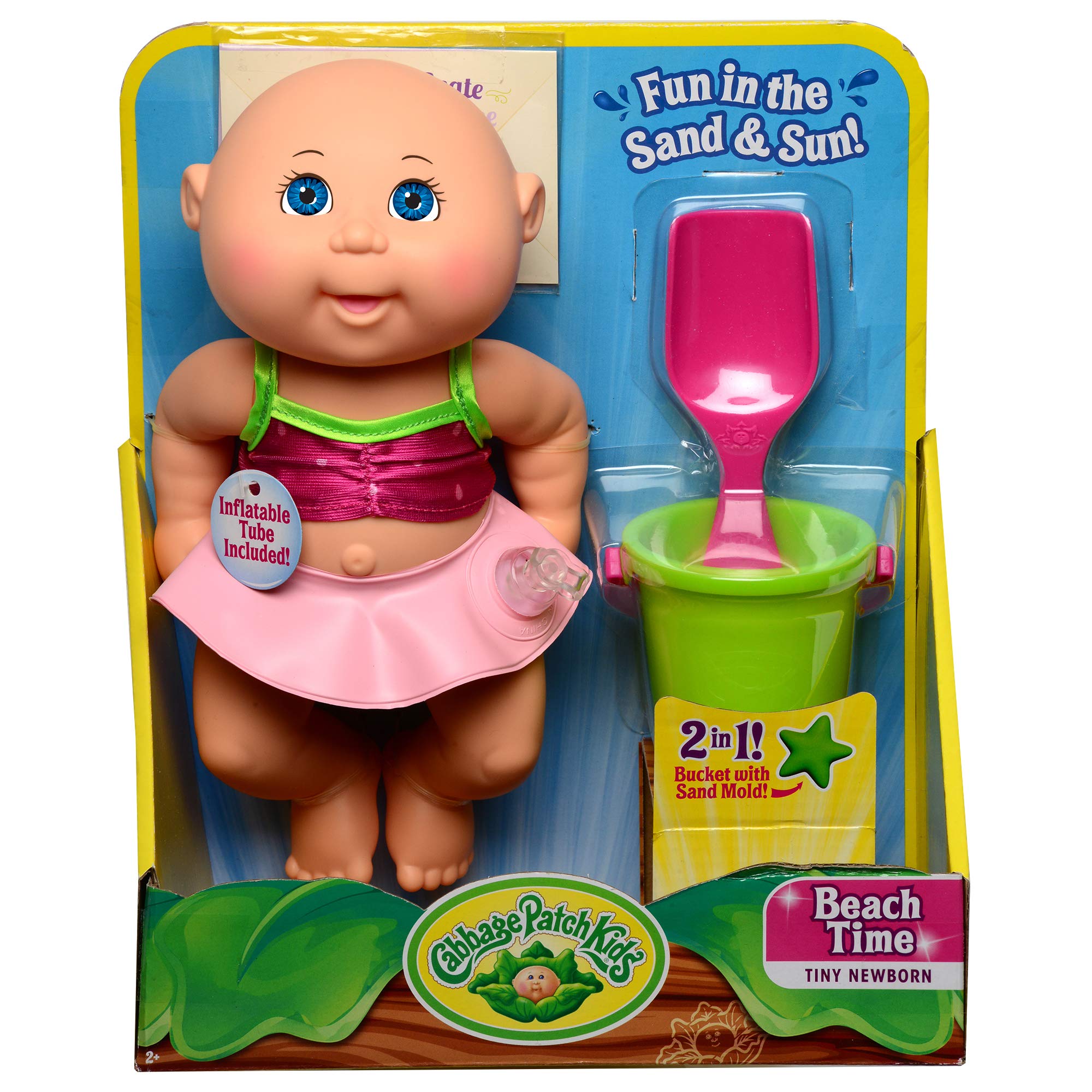 Cabbage Patch Kids Beach Time Tiny Newborn with Pink Toy Floatie, Pail and Shovel and Watermelon Swimsuit - 9 Inch CPK Dolls - Grow Your Cabbage Patch - Play in Or Out of Water
