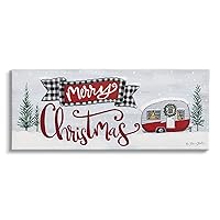 Stupell Industries Merry Christmas Winter Sentiment Festive Snowy Camper Trailer Canvas Wall Art, 30 x 13, Red