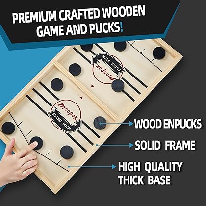 moopok 2 in 1 Chess Board or Fast Sling Puck Game,Wooden Hockey Game, Foosball Table Winner Game,Desktop Battle Slingshot Game,Parent-Child Interaction Family Games Toys