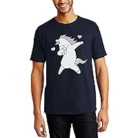 Unisex Unicorn Dabbing Dance Funny Digital Image Print Crew Neck Tee Shirt