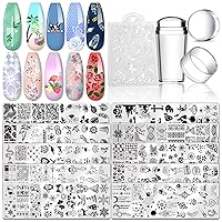 Biutee Nail Stamping Plates set 10 pcs Nail Art Stamper Scraper Gift Box Nail Stamp Template Kit Lace Flower Butterfly Star Design Nail Image Plate