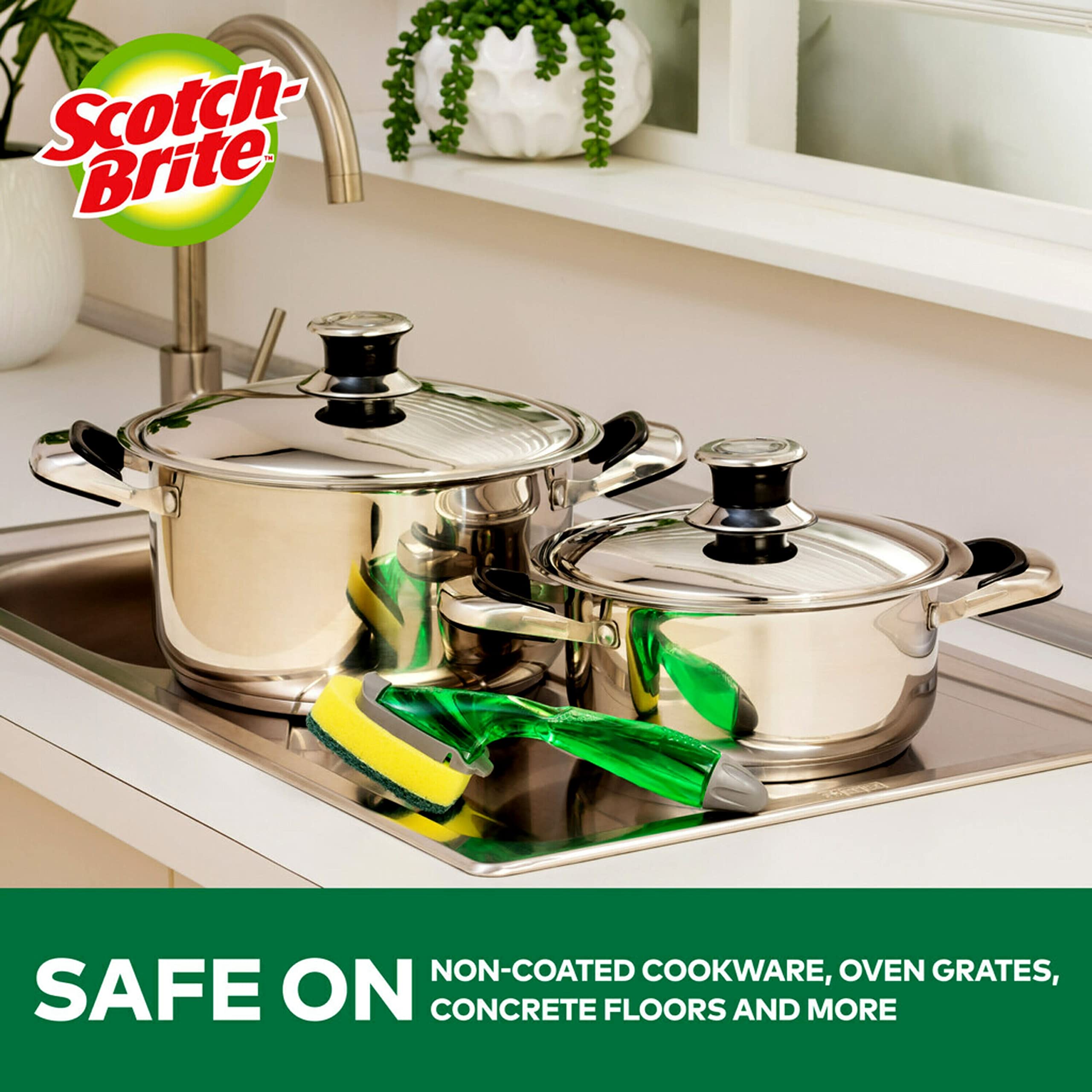 Scotch-Brite Heavy Duty Dishwand Kit, Includes 1 Wand & 7 Refill Pads, Keep Hands Out of the Mess