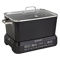 West Bend Versatility Plus Slow Cooker, Large-Capacity Non-Stick Multicooker with Variable Temperature Control, 20 Cooking Functions, 6-Quart, Black
