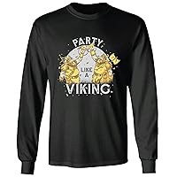 Viking Party Gift Ideas for Two Quotes Warriors Fun Black and Muticolor Unisex Long Sleeve T Shirt