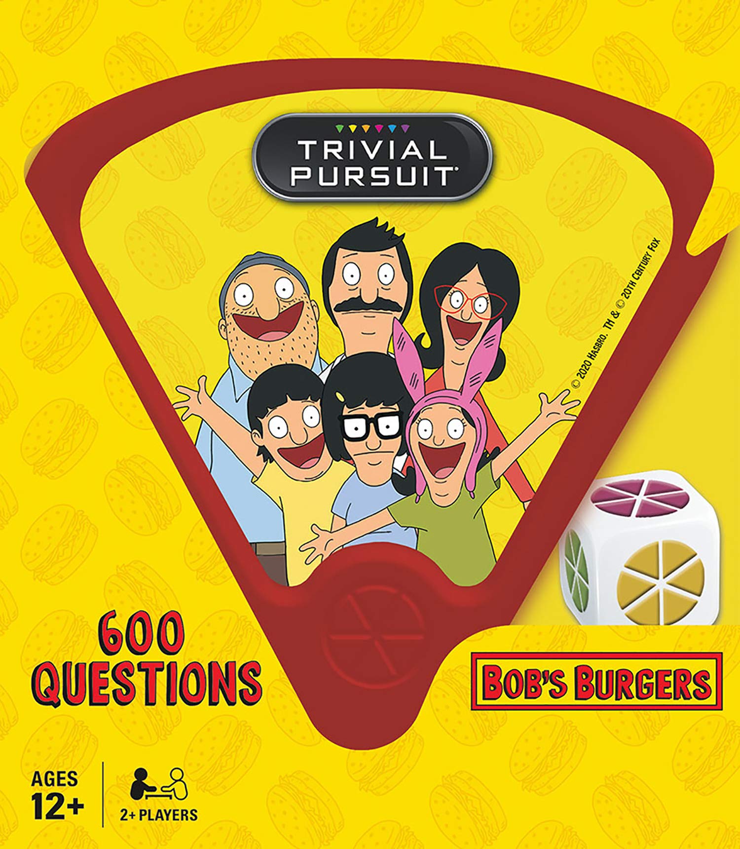 USAOPOLY Trivial Pursuit Bob's Burgers (Quickplay Edition) , Trivia Game Questions from Bob's Burgers , 600 Questions & Die in Travel Container , Officially Licensed Bob's Burgers Game, Yellow