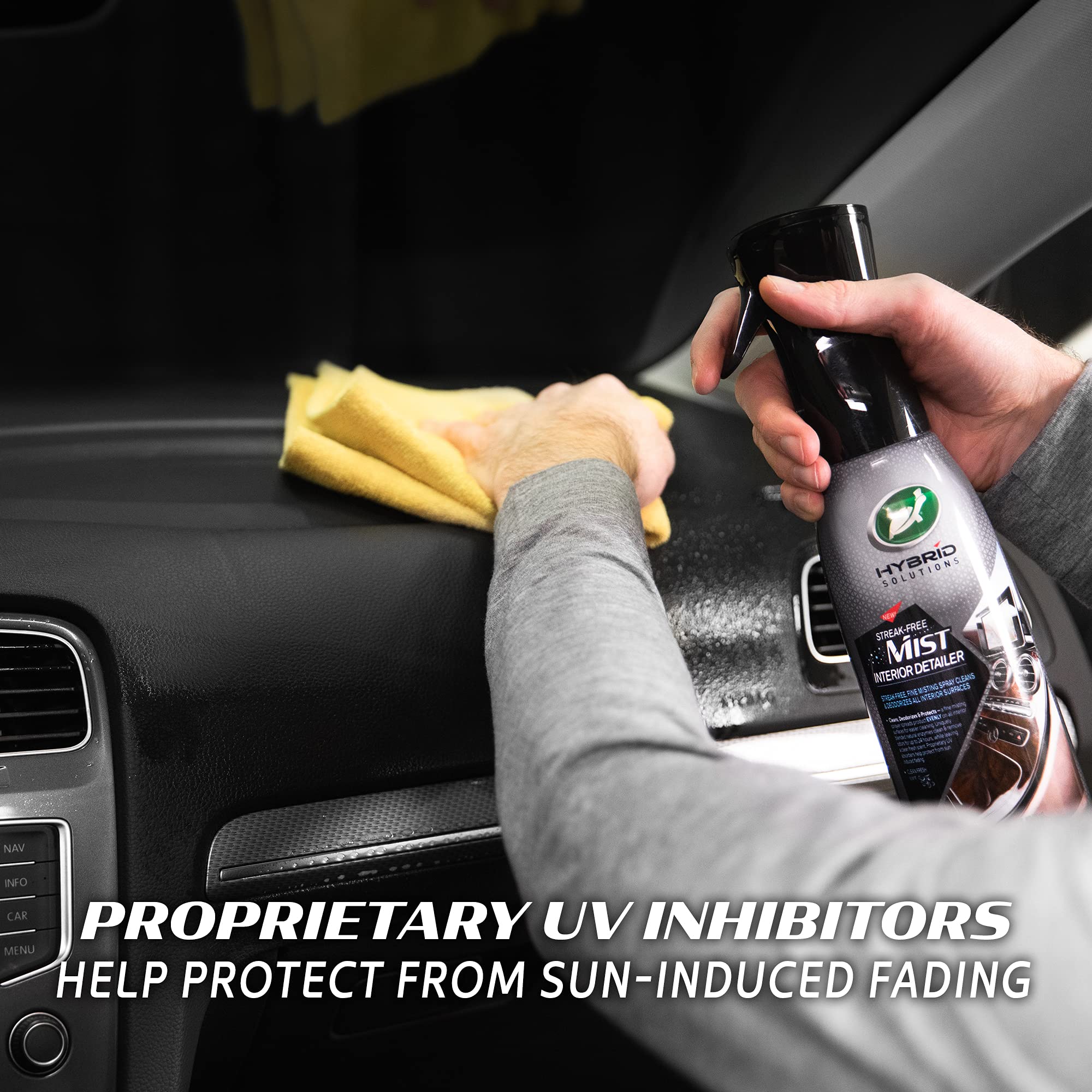 Amazon.com: Turtle Wax 53482 Hybrid Solutions Streak Free Misting Car  Interior Detailer and Cleaner, for Dashboards and Consoles, Use on Plastic,  Vinyl, Leather, Rubber, Screens and Glass, UV Protection, 20 oz :