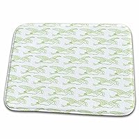 3dRose New Baby- Stork and Baby Pattern in Green and White - Dish Drying Mats (ddm-296313-1)
