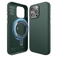 elago Magnetic Leather Case Compatible with iPhone 15 Pro Max Case, Compatible with All MagSafe Accessories, 6.7 inch - Built-in Magnets, Vegan Leather, Shockproof, Water-Resistant [Midnight Green]