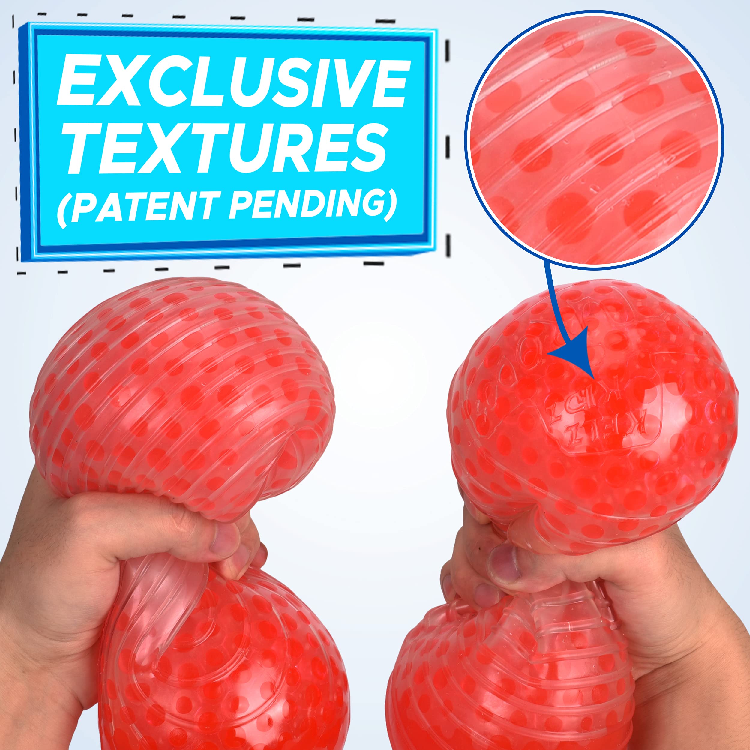 KELZ KIDZ® TEXTURODOS® Giant Satisfying and Fun Jumbo Textured Stress Ball for Kids and Adults with Therapy and Sensory Needs (Red Beads)